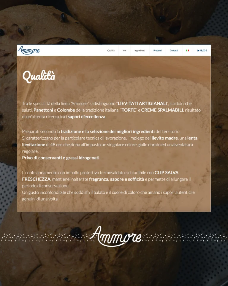 Screenshot of the Ammore website (4 of 4)