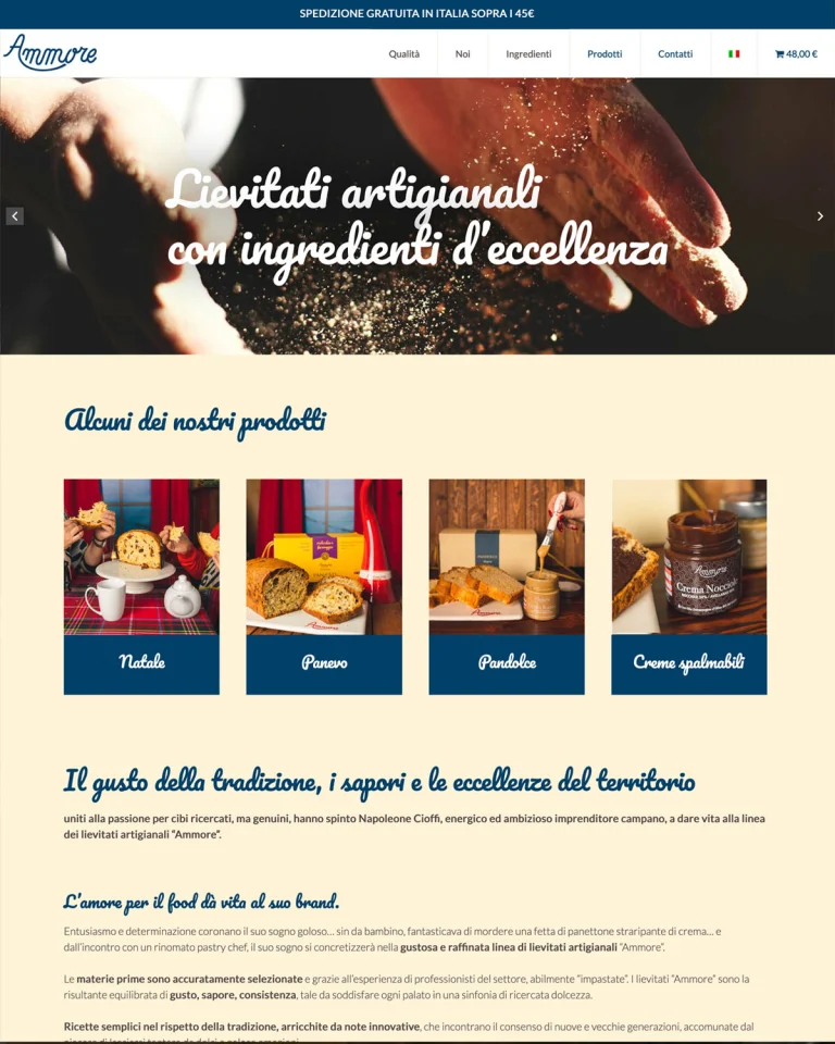 Screenshot of the Ammore website (3 of 4)