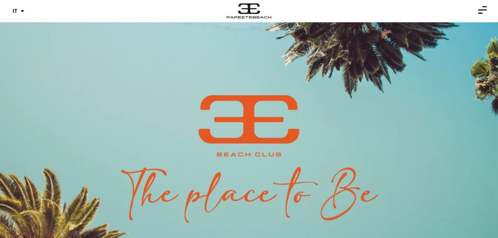 Home page del sito web di Papeete beach