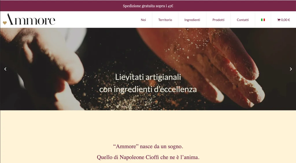 Home page of the Ammore website