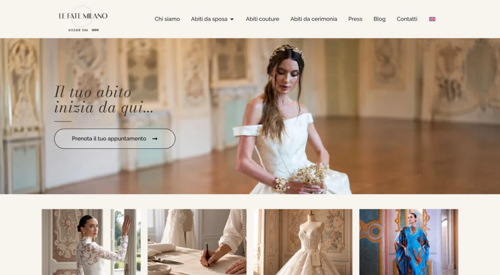Home page of the Le Fate Milano website