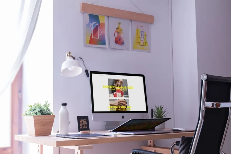 Mockup del progetto d’ARIA su monitor desktop (1 di 4)