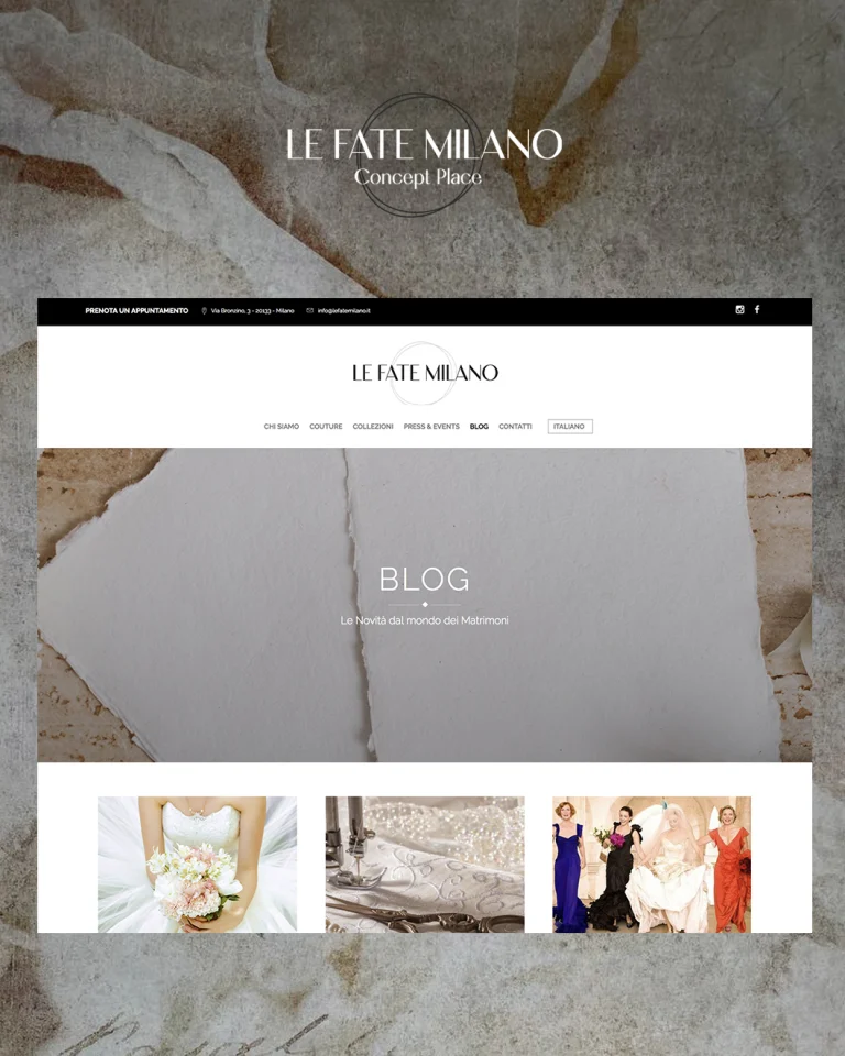 Screenshot of the Le Fate Milano website (3 of 3)