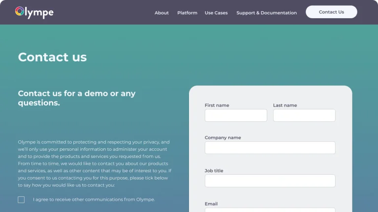 Screenshot of the Olympe website (2 of 5)
