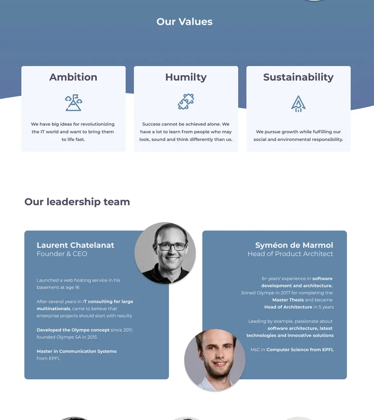 Screenshot of the Olympe website (3 of 5)
