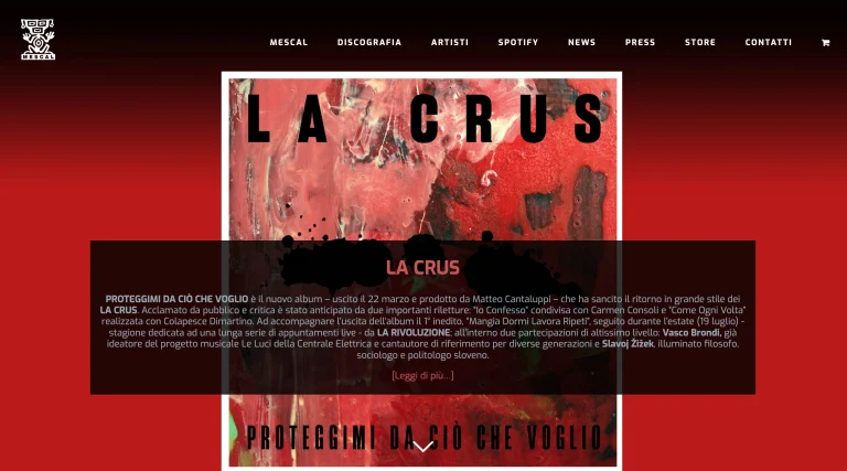 Captura del sitio web de Mescal Music (1 de 5)