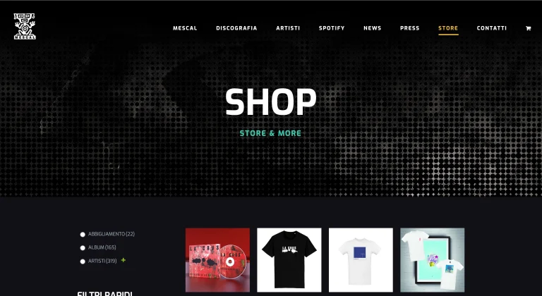 Captura del sitio web de Mescal Music (4 de 5)