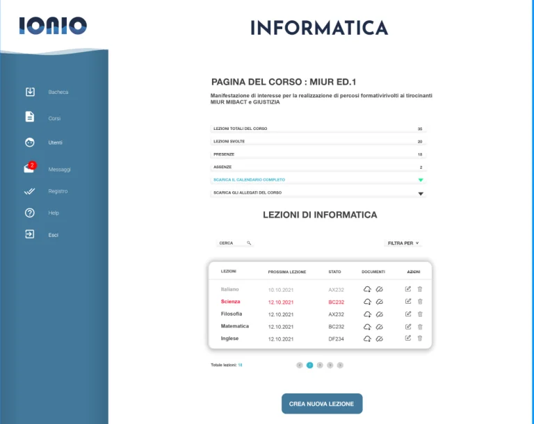 Web application interface developed for Ionio (2 of 3)