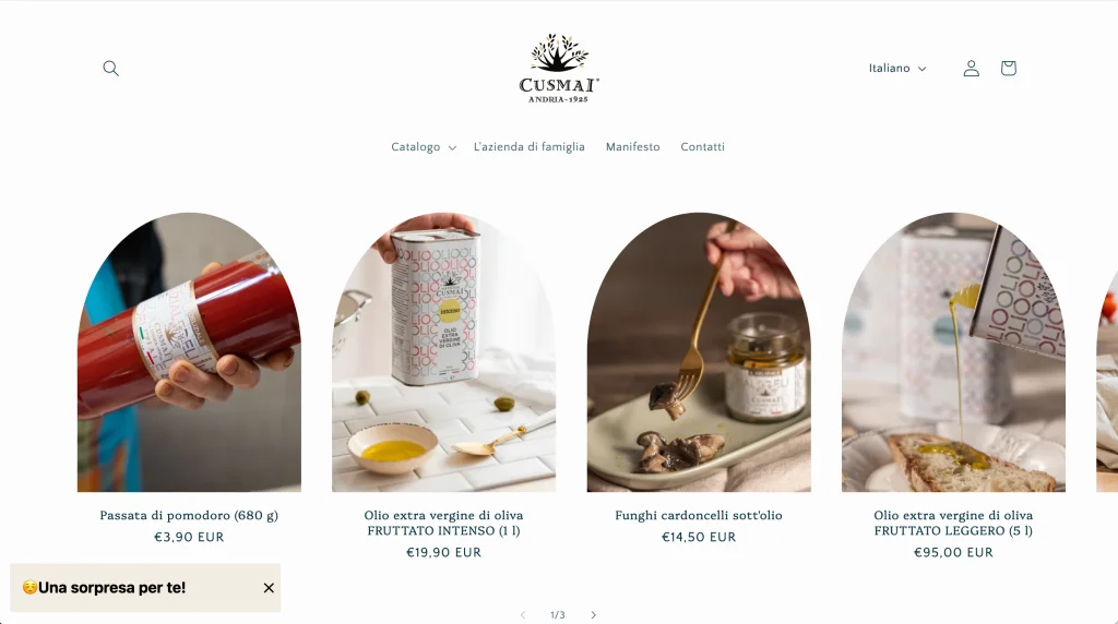 Screenshot of the Cusmai website