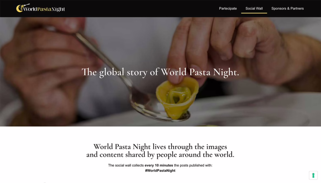 Home page of the World Pasta Night website